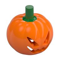 Costume / Mask, Pumpkin with Jack O' Lantern Face and Green Stem Print Orange