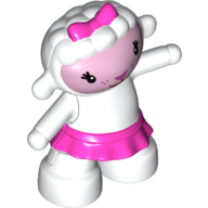 Duplo Figure Sheep with Dark Pink Skirt and Bow Print (Lambie) Weiß
