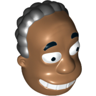 Minifig Head Special, Simpsons, Dr. Hibbert with Black Hair Print Medium Nougat