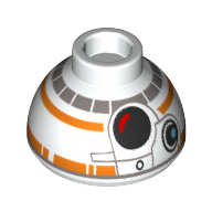 Brick Round 1.5 × 1.5 Dome Top with BB-8 Cartoon Print White