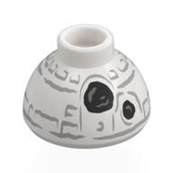 Brick Round 1.5 × 1.5 Dome Top with Snowman BB-8, Black Coals Print Weiß
