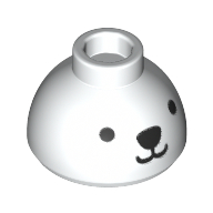 Brick Round 1.5 × 1.5 Dome Top with Bear Face Print Weiß
