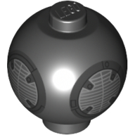 Brick Round 2 × 2 Sphere with Stud with BB-9E Droid Body Print Black