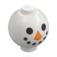 Brick Round 2 × 2 Sphere with Stud with Snowman Face print White