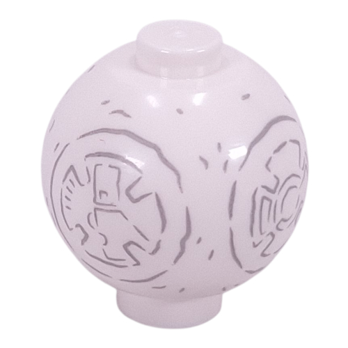 Brick Round 2 × 2 Sphere with Stud with Dark Bluish Grey BB-8 Droid Snowman Print Weiß
