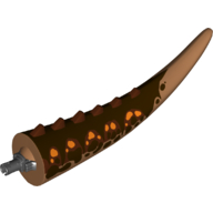 Animal Body Part, Dinosaur, Carnotaurus Tail, with Spikes and Pin, Dark Brown Stripes and Orange Spots Print Mittelnougat