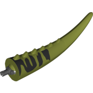Animal Body Part, Dinosaur, Carnotaurus Tail, with Spikes and Pin, Dark Green Markings Print Olivgrün