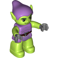 Duplo Figure Green Goblin, Medium Lavender Hat and Tunic Print Mittellavendel
