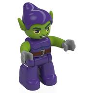 Duplo Figure Green Goblin, Dark Purple Hat and Tunic Print Dark Purple