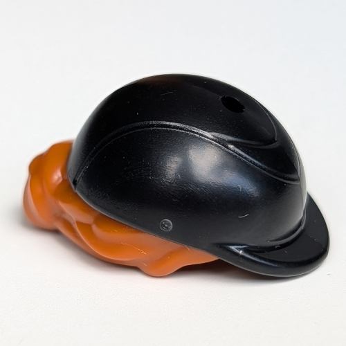 Hair and Hat, Short Dark Orange with Riding Helmet Black