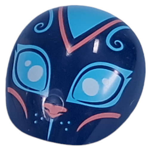 Large Figure Shoulder Cover with Medium Azure Eyes, Coral Nose, Shapes print Dunkelblau