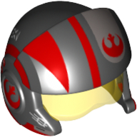 Helmet with Visor Rebel Pilot, Cheek Protectors, Trans-Yellow Visor and Red and White Stripes and Rebel Logo Print Schwarz