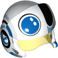 Helmet with Visor Rebel Pilot, Cheek Protectors, Trans-Yellow Visor and Blue and Black Details Print White
