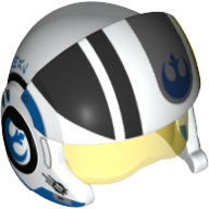 Helmet with Visor Rebel Pilot, Cheek Protectors, Trans-Yellow Visor and Black Details with Blue Rebel Logo Print Weiß