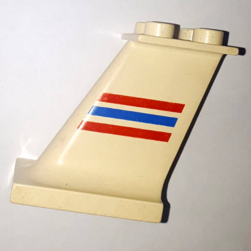 Duplo Airplane Tail with Red and Blue Stripes Print Weiß