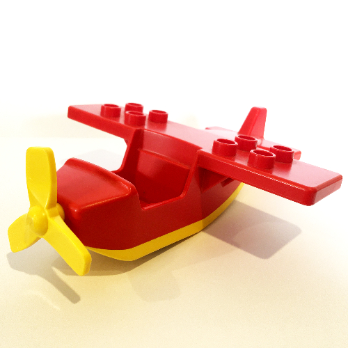 Duplo Airplane, High Small Wings, with Yellow Underside and Propeller Red
