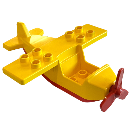 Duplo Airplane, High Small Wings, with Red Underside and Red Propeller Gelb