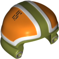 Helmet Ground Crew with Orange and White Panels and Silver Circles Print Olive Green