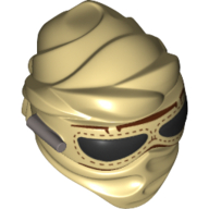 Mask with Goggles with Black Lenses and Silver Bar Print Beige