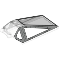 Windscreen 8 × 4 × 2 with Handle and 2 Studs with Silver Cockpit Window Frames with Rivets Print Trans-Clear