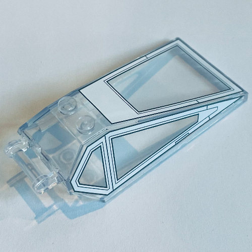 Windscreen 8 × 4 × 2 with Handle and 2 Studs with Silver Cockpit print Transparent