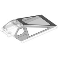 Windscreen 8 × 4 × 2 with Handle and 2 Studs with Light Bluish Gray Cockpit Print Transparent
