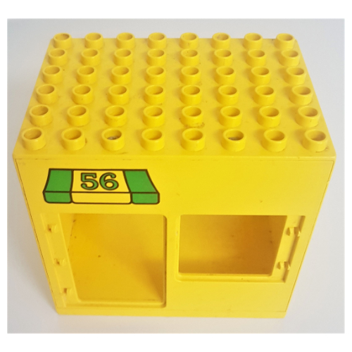 Duplo Building 6 × 8 × 6 with Front Door and Window and Rear Double Door Openings, with '56' Awning Print Gelb