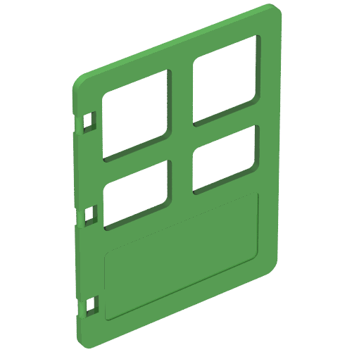 Duplo Door 1 × 4 × 4 with Four Panes Bright Green