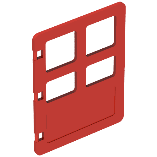 Duplo Door 1 × 4 × 4 with Four Panes Rot