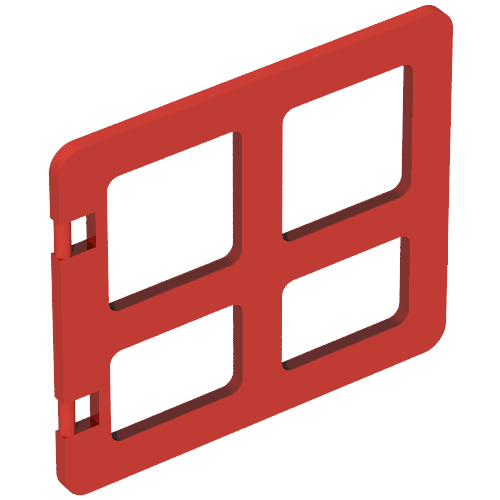 Duplo Door / Window with Four Panes Square Corners Red