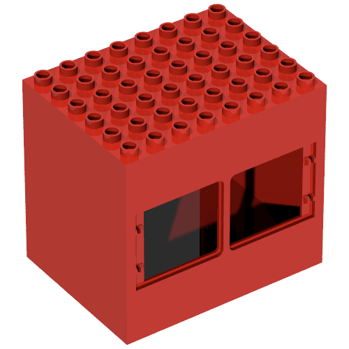 Duplo Building 6 × 8 × 6 with Two Windows and Double Door Opening Red