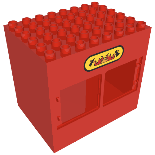 Duplo Building 6 × 8 × 6 with Two Windows and Double Door Opening, with Fire Station Logo Print Rot