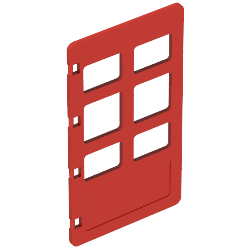 Duplo Door 1 × 3 1/2 × 5 1/3 with Six Panes Red