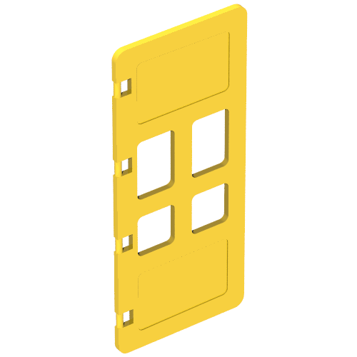 Duplo Door 1 × 3 × 5 with Four Panes Yellow
