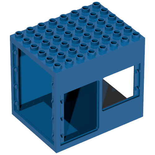 Duplo Building 6 × 8 × 6 Drive Through with Door and Window Openings with 'POLICE' Print Blue