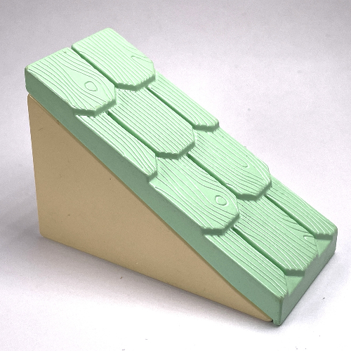 Duplo Roofpiece, Slope 33° 2 × 4 with Light Green Shingles White