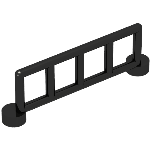 Duplo Fence / Rail 1 × 6 with 5 Rails Black