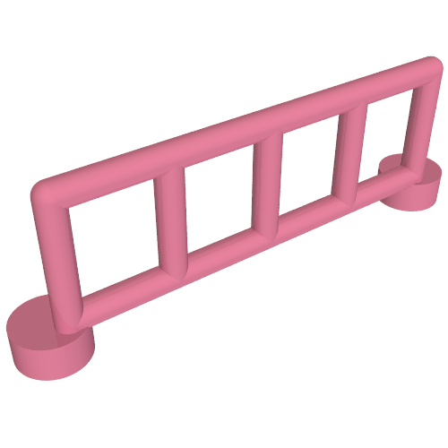 Duplo Fence / Rail 1 × 6 with 5 Rails Medium Dark Pink