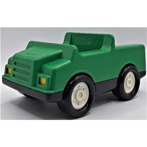 Duplo Car with 2 × 2 Studs and Black Base, White Hubs Green
