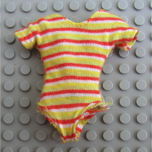 Scala, Swimsuit, One Piece with Medium Lime, Red, Yellow, White Striped Knit Pattern [No Color/Any Color]