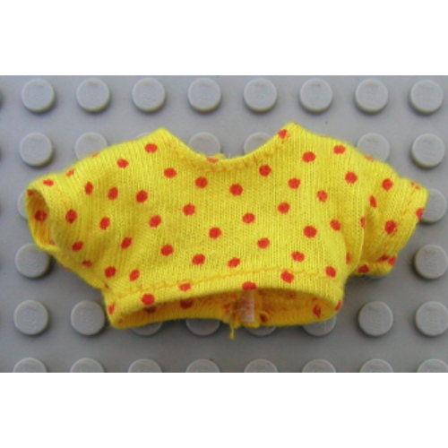 Scala, Crop Top with Short Sleeves with Red Dots Pattern Yellow