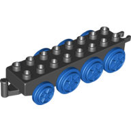 Duplo Train Base 2 × 8 with 8 Blue Wheels & Moveable Hook Schwarz