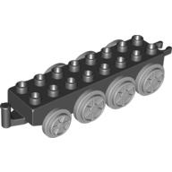 Duplo Train Base 2 × 8 with 8 Light Bluish Gray Wheels & Movable Hook Schwarz