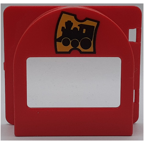 Duplo Door / Window / Mailbox Raised with Train Ticket Print Red