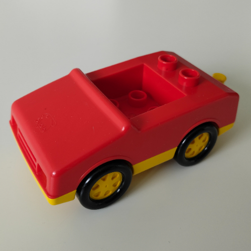 Duplo Car with 1 × 2 Studs with Yellow Base Red