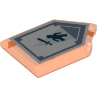 Tile Special 2 × 3 Pentagonal with Nexo Power Shield Print - Tractor Beam Trans-Neon Orange
