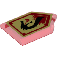Tile Special 2 × 3 Pentagonal with Nexo Power Shield Print - Lava Dragon Transparent-Rot