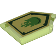 Tile Special 2 × 3 Pentagonal with Nexo Power Shield Print - Slime Blast Trans-Bright Green