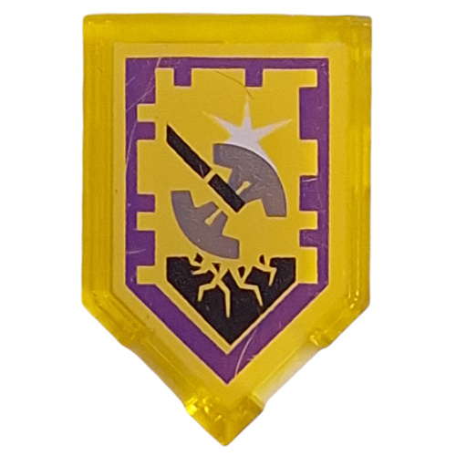 Tile Special 2 × 3 Pentagonal with Nexo Power Shield Print - Shining Axe Transparent-Gelb