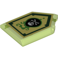 Tile Special 2 × 3 Pentagonal with Nexo Power Shield Print - Venom Bite Trans-Bright Green